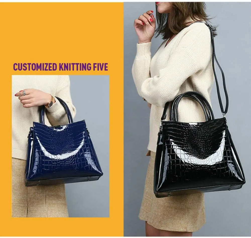 Women Handbags Top Handle Satchel Purse Shoulder Bag Briefcase Hobo Bag Set 2pcs (black)