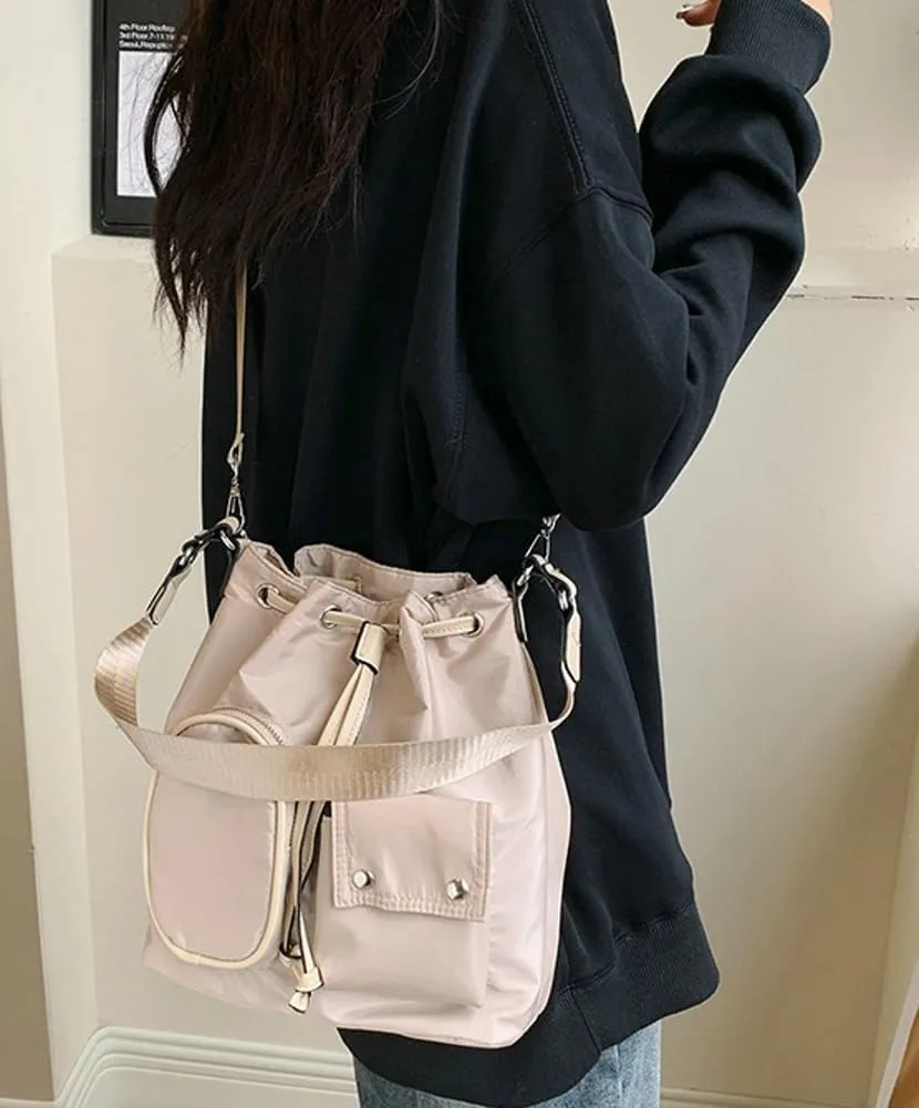 Women Nylon Hobo Bag Purse Canvas Shoulder Crossbody Bags Slouchy Casual Bucket Bag Tote Handbag Multi Pockets