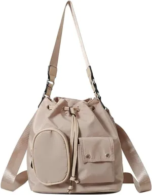 Women Nylon Hobo Bag Purse Canvas Shoulder Crossbody Bags Slouchy Casual Bucket Bag Tote Handbag Multi Pockets