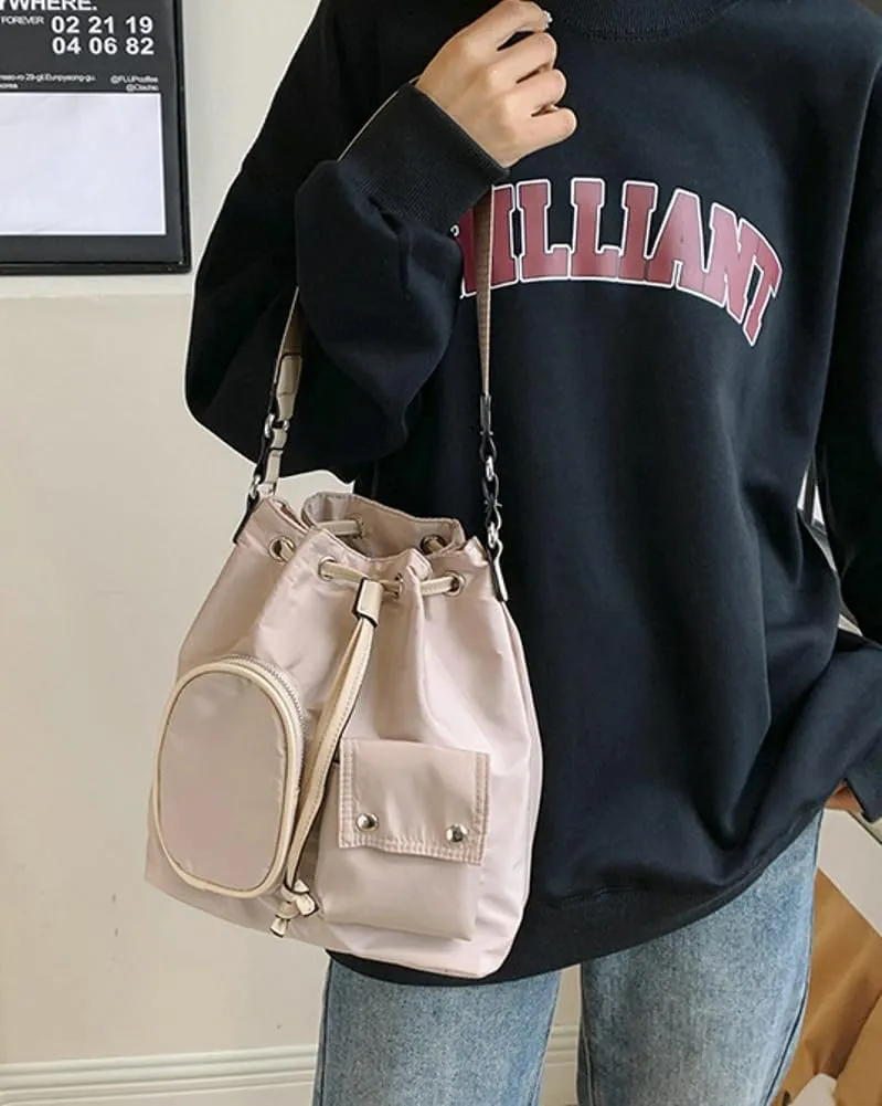 Women Nylon Hobo Bag Purse Canvas Shoulder Crossbody Bags Slouchy Casual Bucket Bag Tote Handbag Multi Pockets