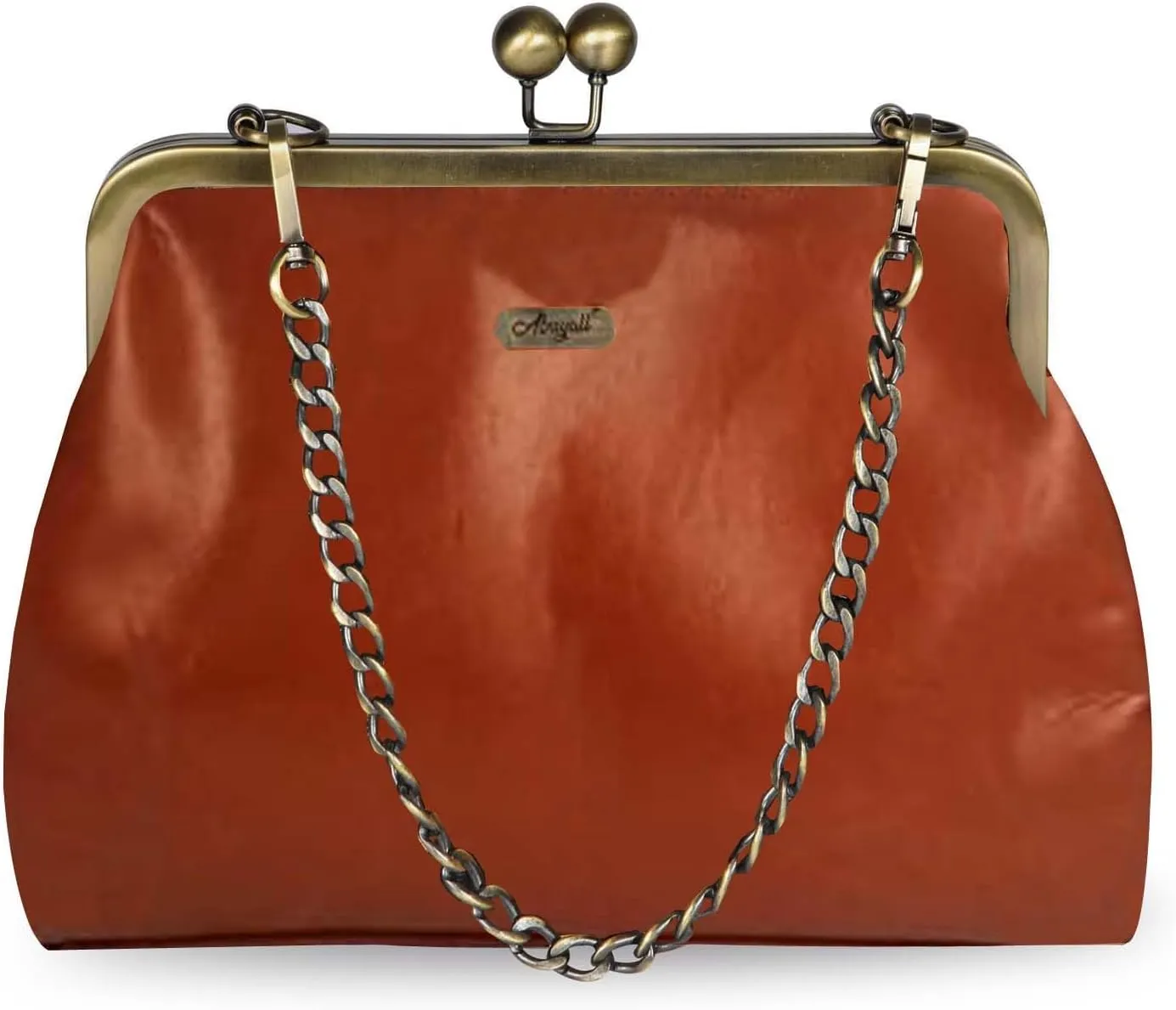 Women Small Retro Purse Vintage Top Handle Handbag Kiss Lock Shoulder Bag