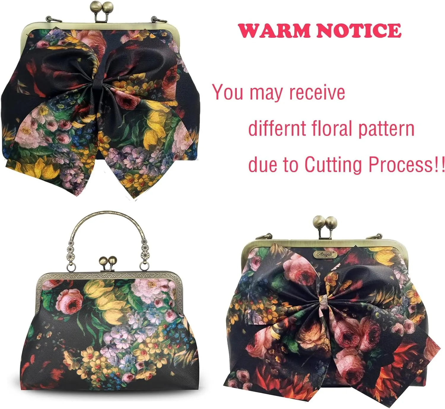 Women Small Retro Purse Vintage Top Handle Handbag Kiss Lock Shoulder Bag