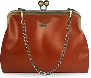 Women Small Retro Purse Vintage Top Handle Handbag Kiss Lock Shoulder Bag