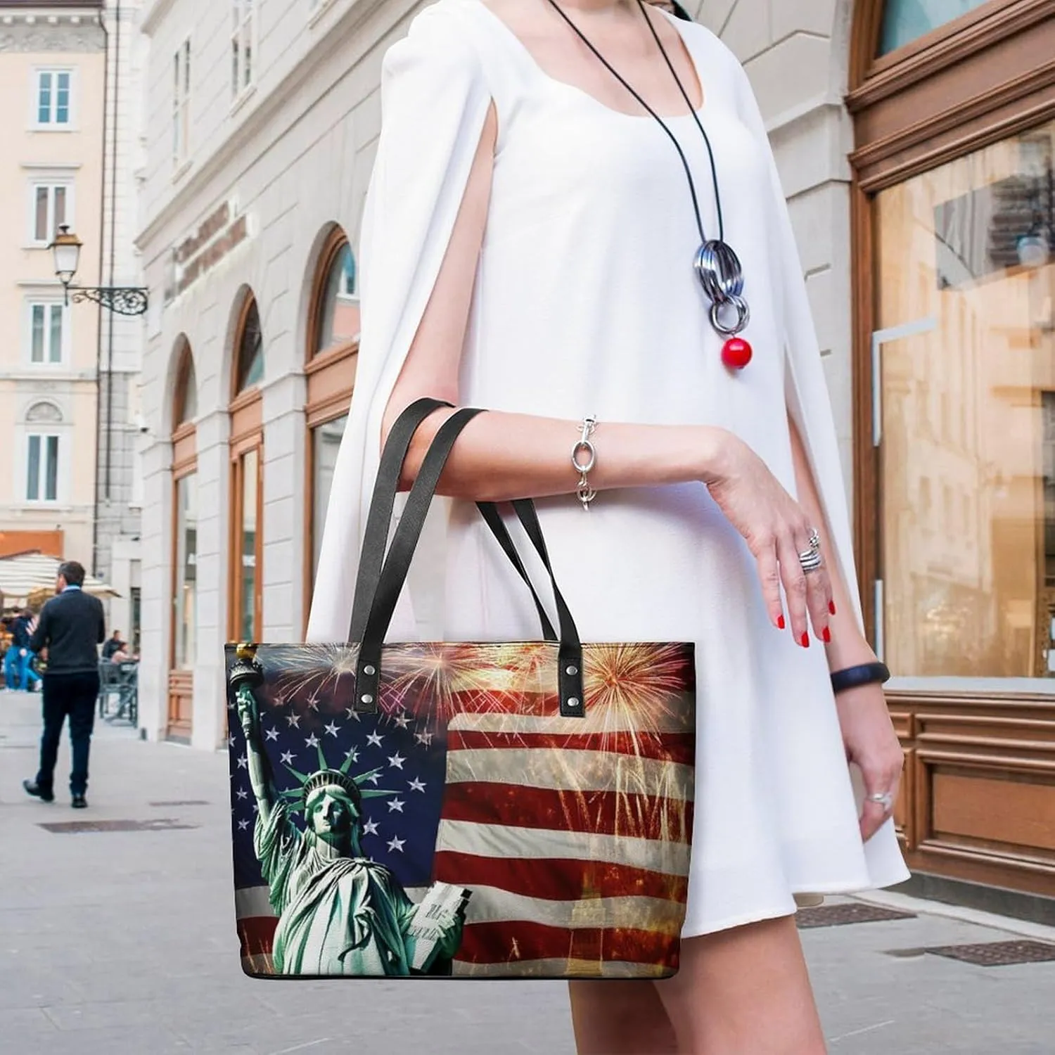 Women Tote Bags Casual Handbags PU Leather Shoulder Travel Bag