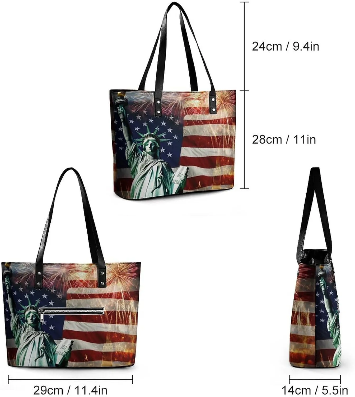 Women Tote Bags Casual Handbags PU Leather Shoulder Travel Bag