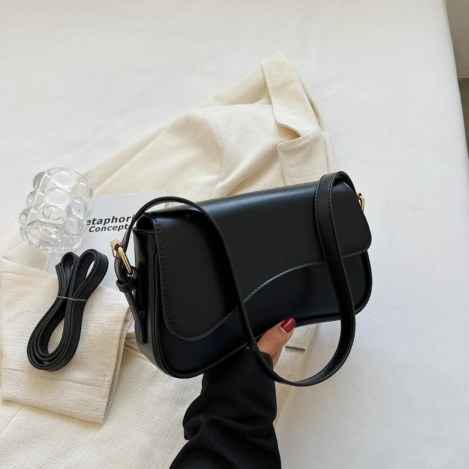 Women Vegan Leather Hobo Shoulder Bags Y2k Trendy Crossbody Purse Pu Leather Underarm Bag Adjustable Shoulder Purse
