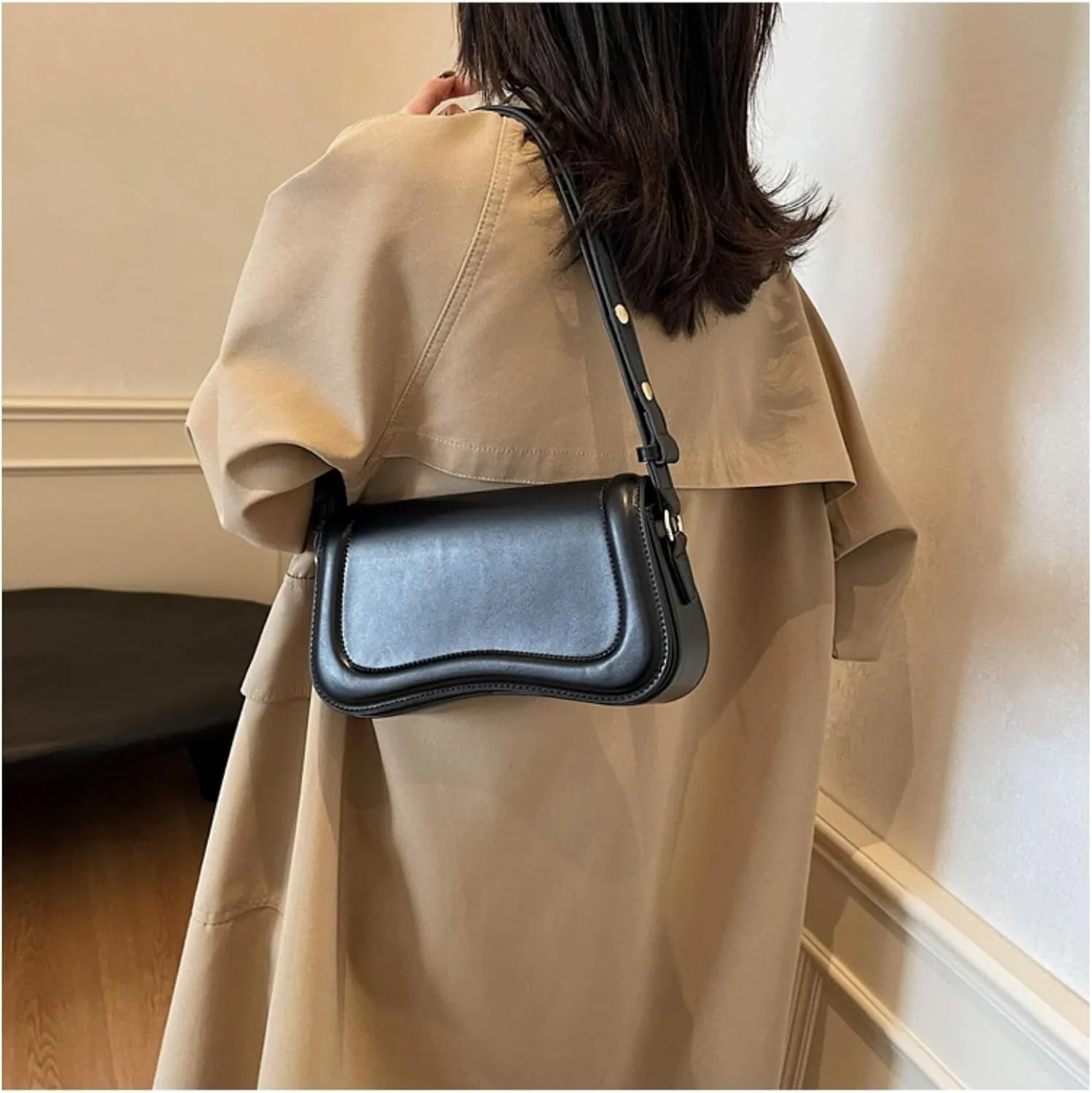 Women Vegan Leather Hobo Shoulder Bags Y2k Trendy Crossbody Purse Pu Leather Underarm Bag Adjustable Shoulder Purse