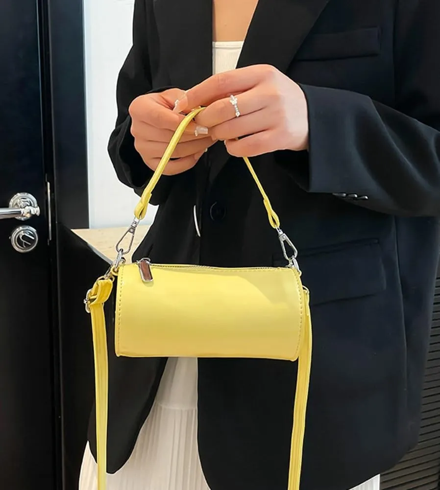 Womens Soft Pu Leather Purse Cute Cylinder Clutch Purses for Women Trendy Crossbody Bags for Women 2025 Sling Bag Handbags