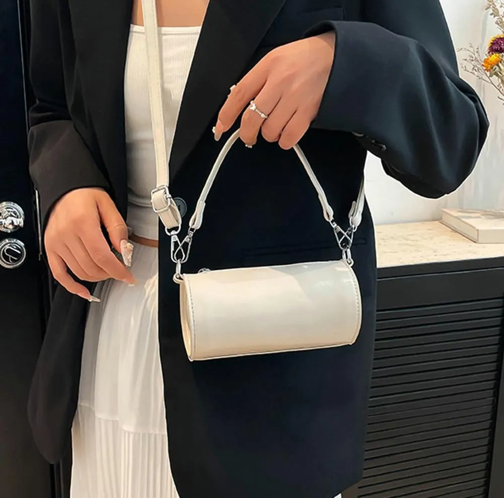 Womens Soft Pu Leather Purse Cute Cylinder Clutch Purses for Women Trendy Crossbody Bags for Women 2025 Sling Bag Handbags