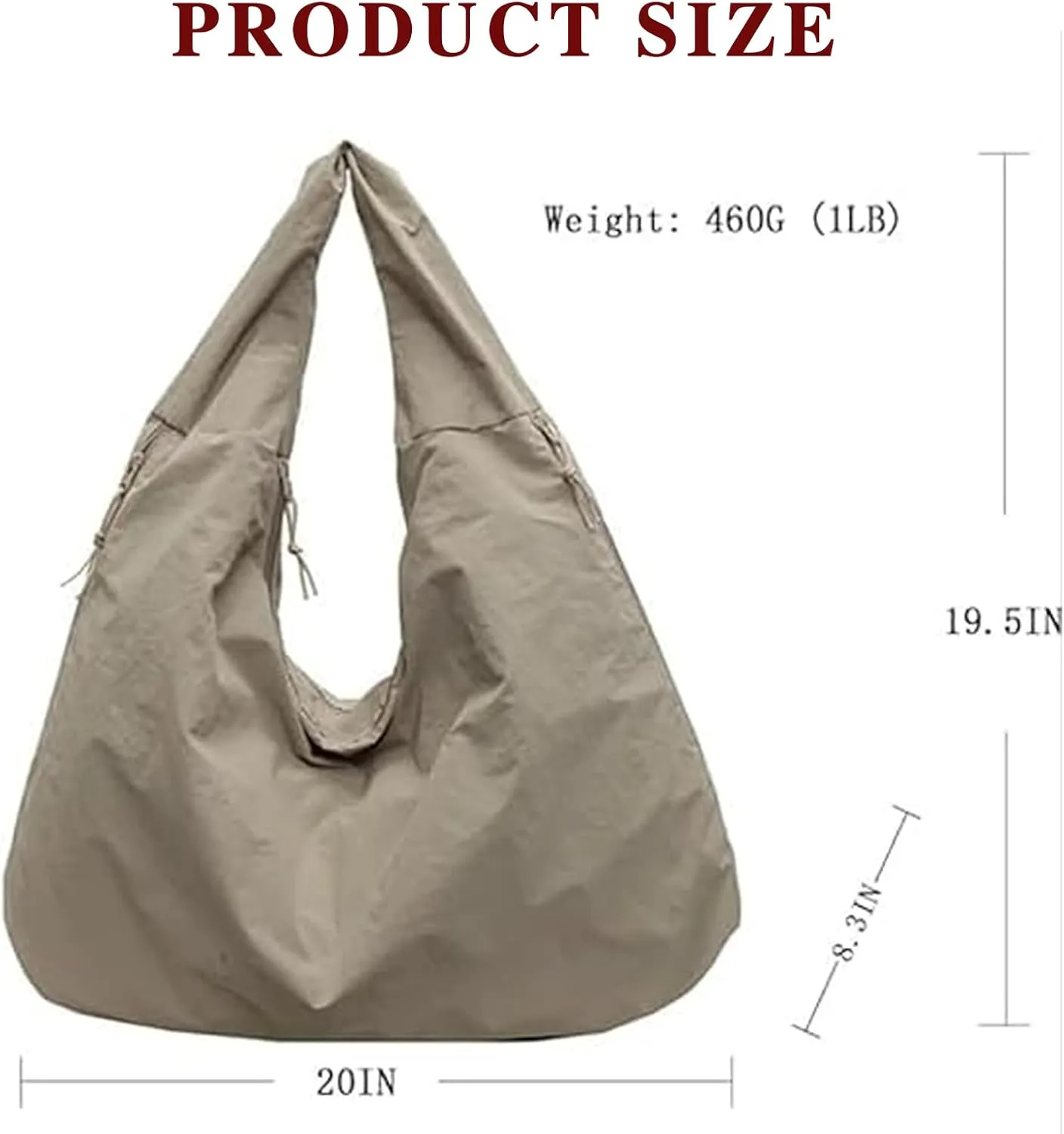 Women's solid textured draped tote bag, solid textured pleated tote bag, casual hobo bags travel sports bags