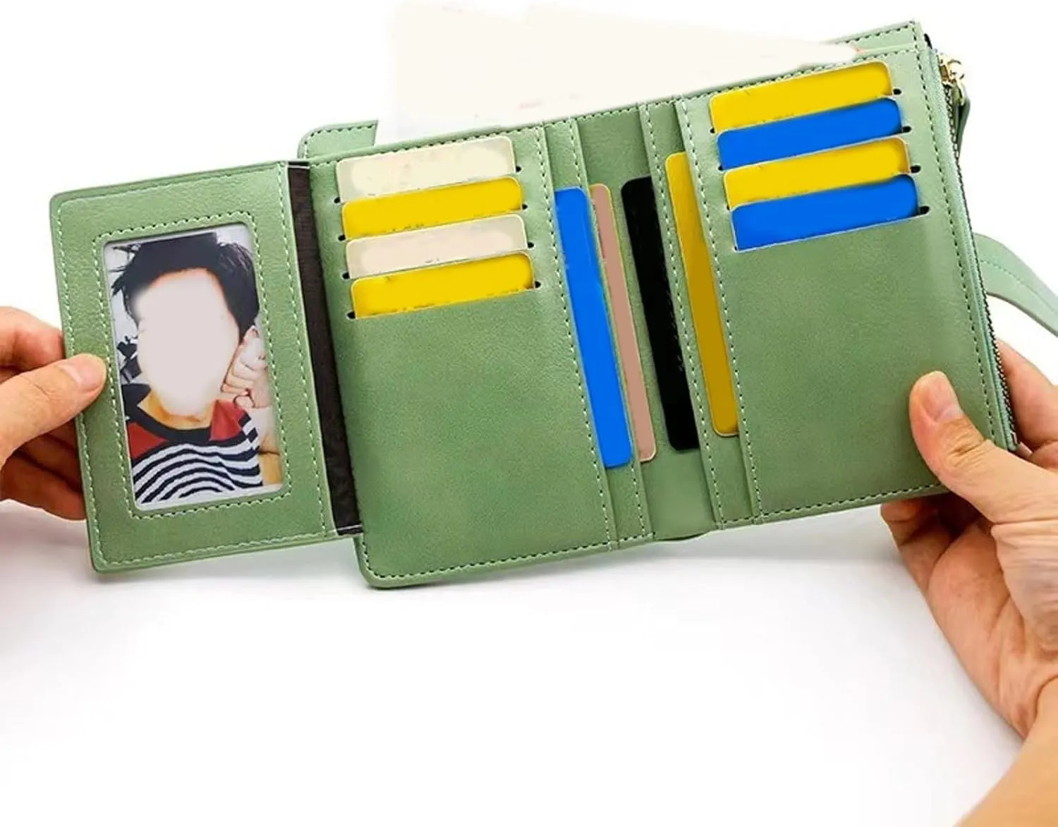 Womens Vintage Leather Wallets Zipper Purse for Travel Credit Card Holder Phone Organizer Leather Pocket Wallets