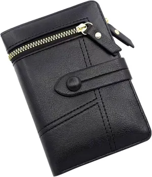 Womens Vintage Leather Wallets Zipper Purse for Travel Credit Card Holder Phone Organizer Leather Pocket Wallets