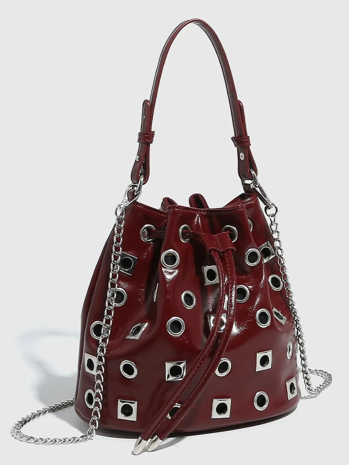Y2k 90s Crescent Hobo Bags Women Trendy Bucket Bag Studded PU Leather Shoulder Crossbody Purse Punk Underarm Tote Handbag
