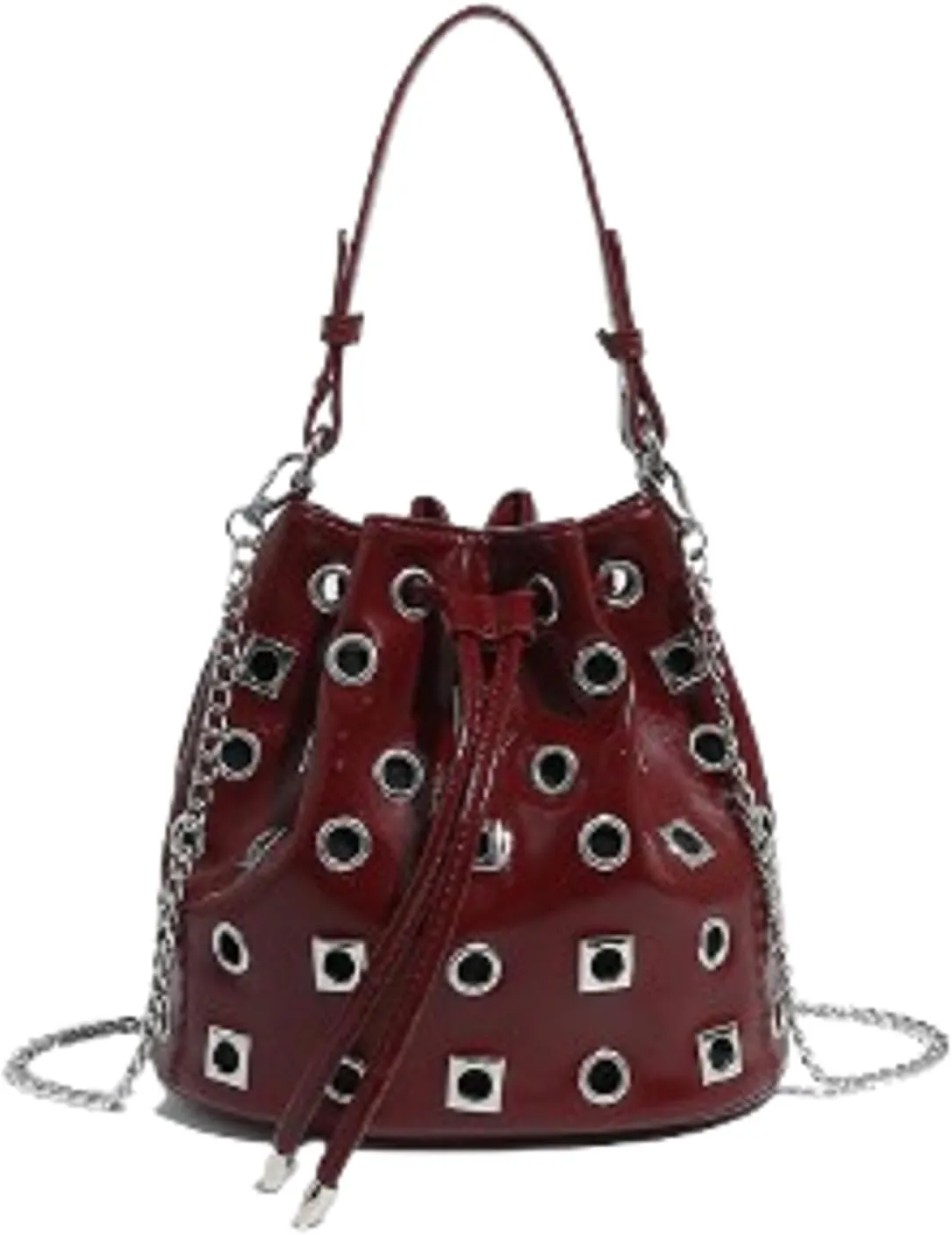 Y2k 90s Crescent Hobo Bags Women Trendy Bucket Bag Studded PU Leather Shoulder Crossbody Purse Punk Underarm Tote Handbag
