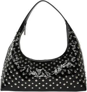 Y2k 90s Studded Hobo Bags Women Punk PU Leather Underarm Crescent Crossbody Purse Trendy Satchels Shoulder Tote Handbag