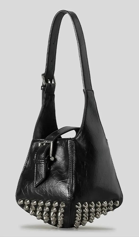 Y2k Crescent Bucket Bag Women Hobo Bags 90s Trendy PU Leather Underarm Shoulder Bag Crossbody Purse Punk Tote Handbag