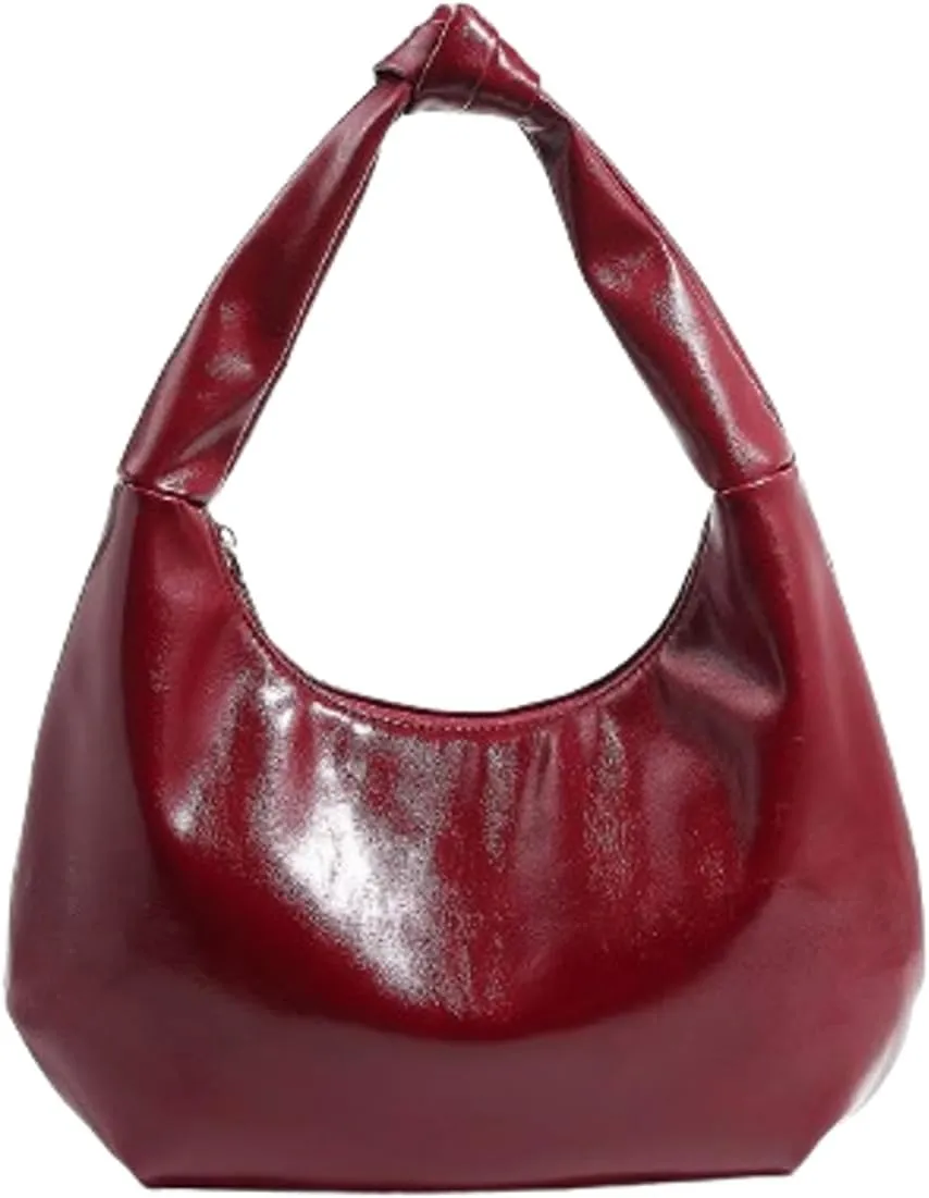 Y2k Crescent Hobo Bags Women 90s PU Leather Knot Underarm Shoulder Bag Cute Trendy Crossbody Purse Retro Tote Handbag