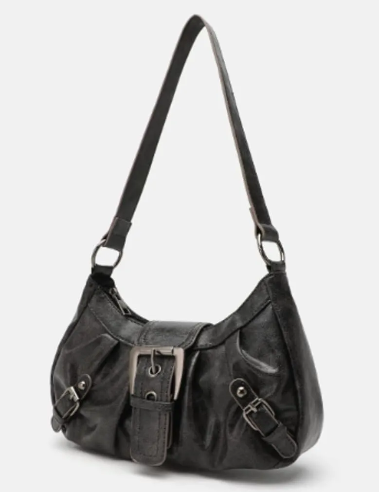 Y2k Hobo Bags Women 90s PU Leather Underarm Crescent Shoulder Bag Trendy Red Punk Crossbody Purse Slouchy Tote Handbag