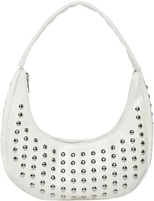Y2k Studded Crescent Crossbody Purse Women PU Leather Hobo Bags 90s Trendy Shoulder Satchels Punk Underarm Tote Handbag