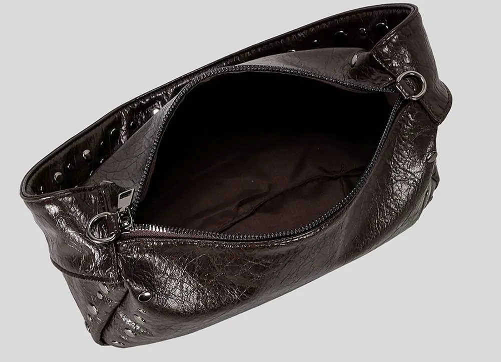 Y2k Studded Hobo Bags Women Trendy Punk 90s PU Leather Underarm Crescent Crossbody Purse Shoulder Satchels Tote Handbag