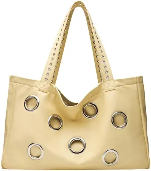 Y2k Studded Tote Hobo Bags Women 90s PU Leather Crescent Crossbody Purse Trendy Shoulder Satchels Punk Underarm Handbag