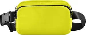 Yellow Solid Color Pure Plain Trendy Fanny Waist Pack for Women Men Teenagers Small Crossbody Belt Bag with Adjustable Strap for Travel Shopping Running