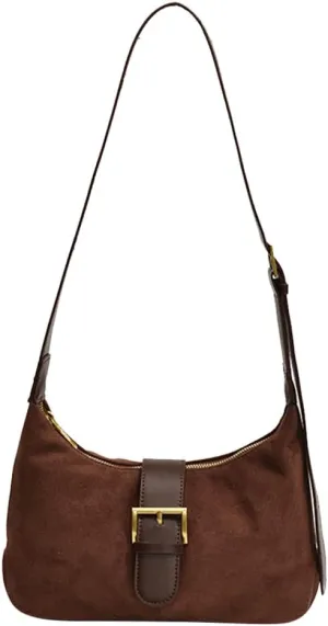YFGBCX Suede Tote Bag for Women,Casual Hobo Bag,Women's Fashion Shoulder Bag,Brown Faux Suede Tote,Purse,Saddle Bag